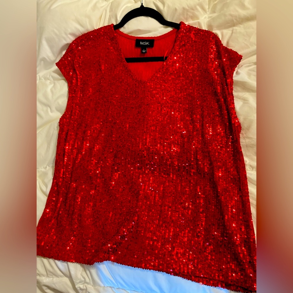 MSK Red Sequin Blouse from Belk… NEVER WORN/ SMOKE&PET FREE